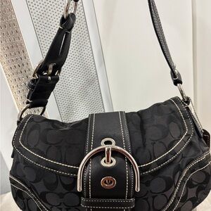 Coach Black Shoulder Bag with Silver Accents